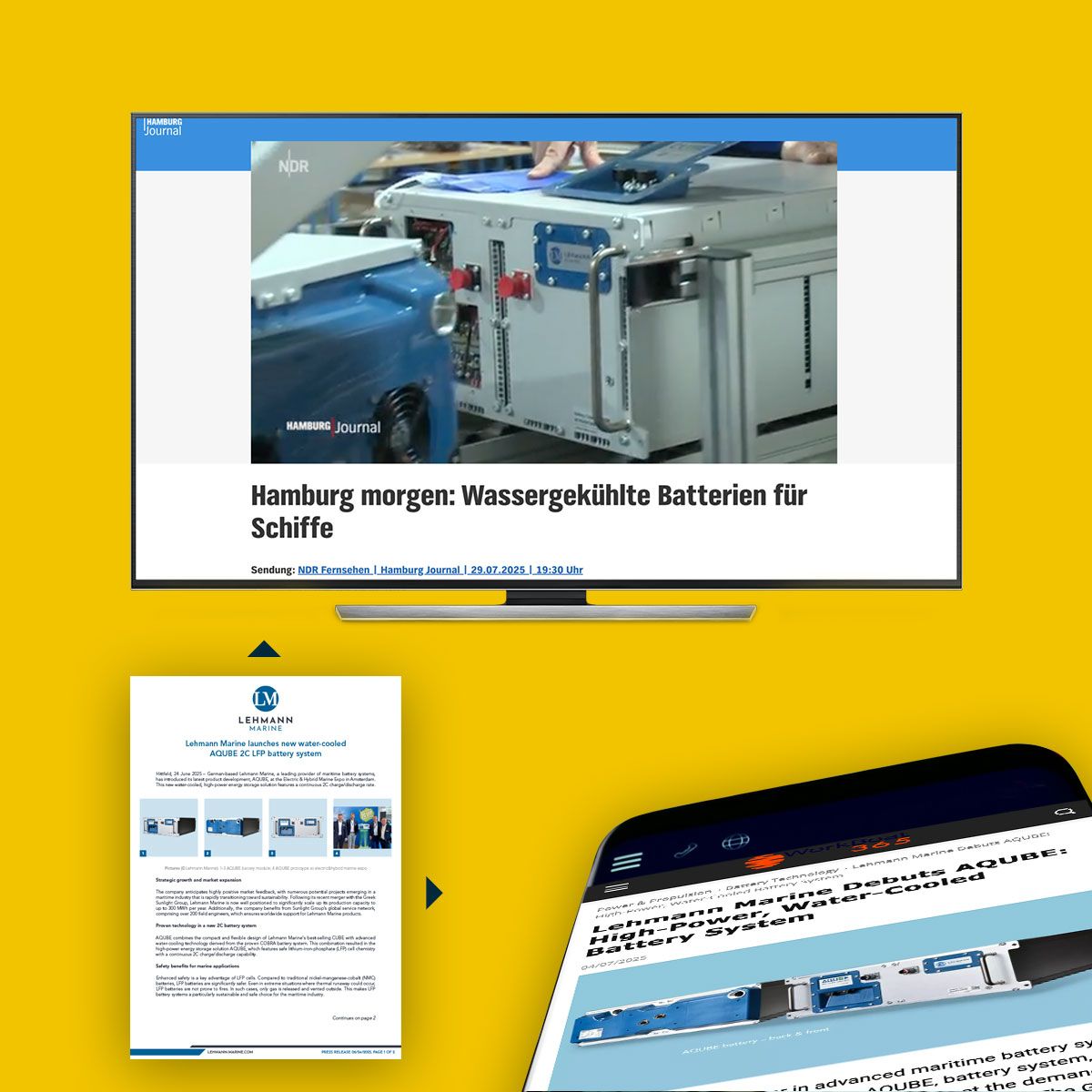 Für unseren Kunden Lehmann Marine erstellten wir eine Pressemitteilung zum Produkt-Launch des AQUBE. Sogar das Fernsehen nahm die Geschichte auf.